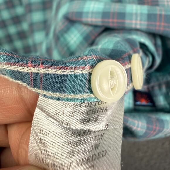 Faherty Movement Shirt Mens L Green Plaid Cotton Stretch Long Sleeve Pocket - Picture 4 of 8